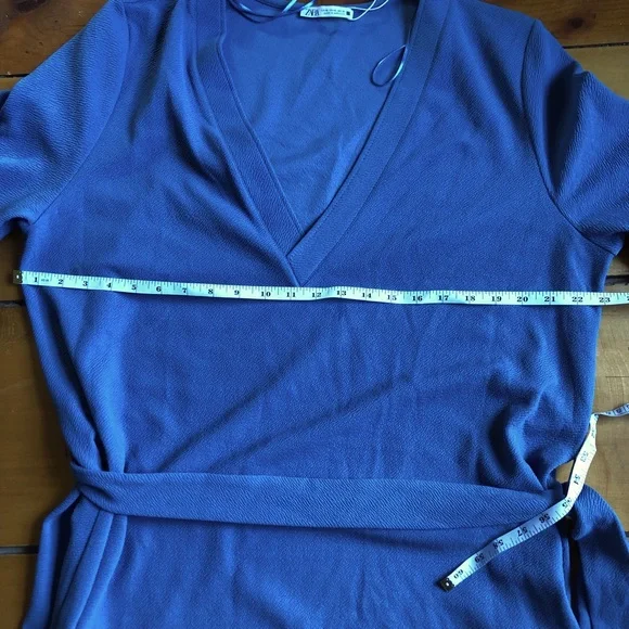 πΎHPπΎZara Blue Textured Short Sleeve Dress Size XL NWOT - Picture 11 of 11